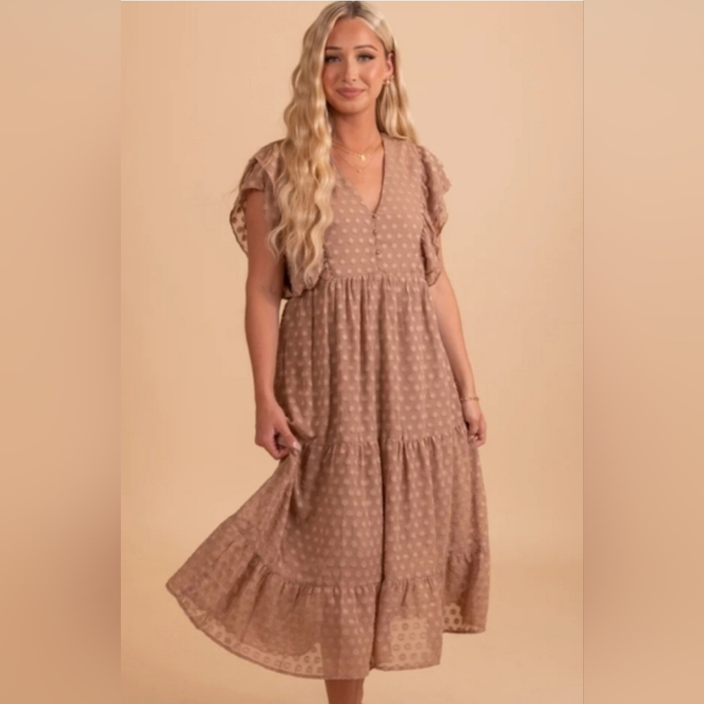 Elegant Tan Maxi Dress